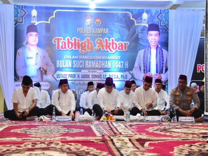 
					Tabligh Akbar Sambut Ramdhan 1447 H, Berjalan Sukses, Lancar, Pemkab Kampar Apresiasi Polres Kampar