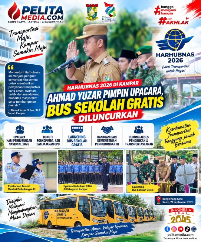 
					Harhubnas 2026 di Kampar: Ahmad Yuzar Pimpin Upacara, Bus Sekolah Gratis Diluncurkan