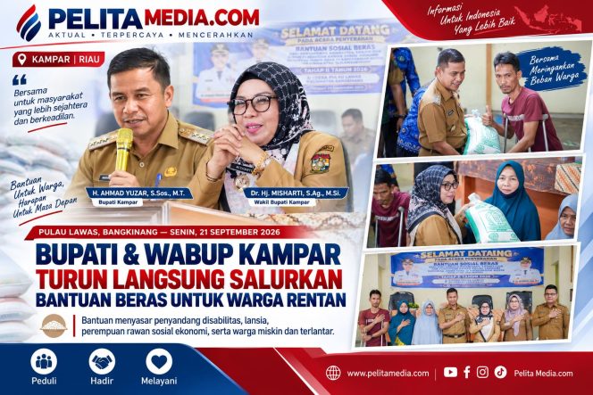 
					Bupati dan Wabup Kampar Turun Langsung Salurkan Bantuan Beras untuk Warga Rentan  Disabilitas, Lansia hingga Perempuan Rawan Sosial Ekonomi Terima Bantuan