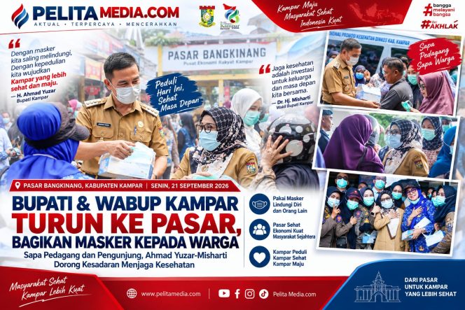 
					Bupati dan Wabup Kampar Turun ke Pasar, Bagikan Masker kepada Warga  Sapa Pedagang dan Pengunjung, Ahmad Yuzar-Misharti Dorong Kesadaran Menjaga Kesehatan