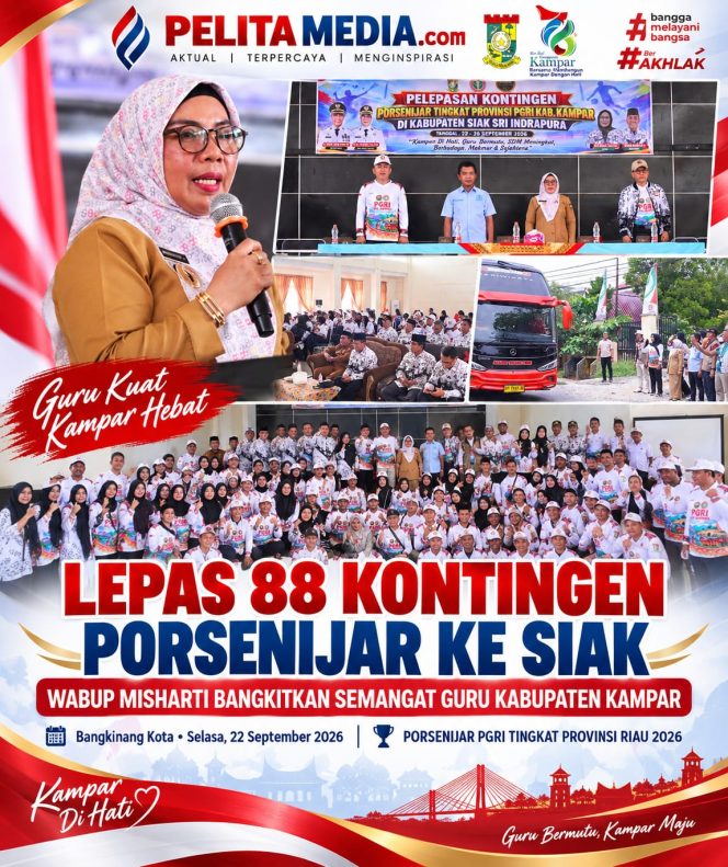 
					Lepas 88 Kontingen PORSENIJAR ke Siak, Wabup Misharti Bangkitkan Semangat Guru Kabupaten Kampar
