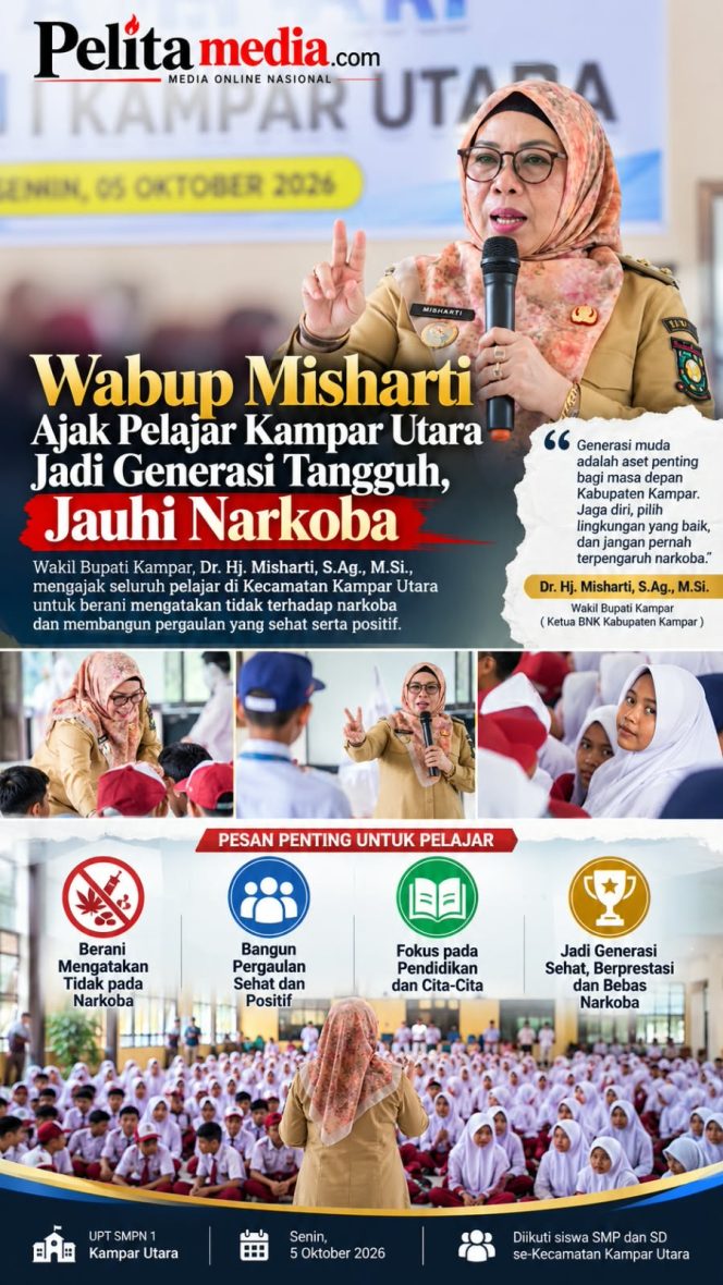 
					Wabup Misharti Ajak Pelajar Kampar Utara Jadi Generasi Tangguh, Jauhi Narkoba