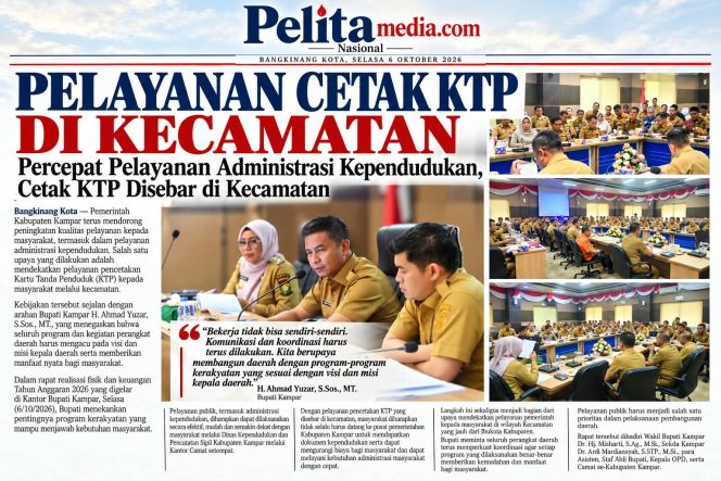 
					Percepat Pelayanan Administrasi Kependudukan, Pemkab Kampar Dorong Cetak KTP hingga Kecamatan     Langkah Jemput Bola untuk Pangkas Jarak dan Biaya Masyarakat