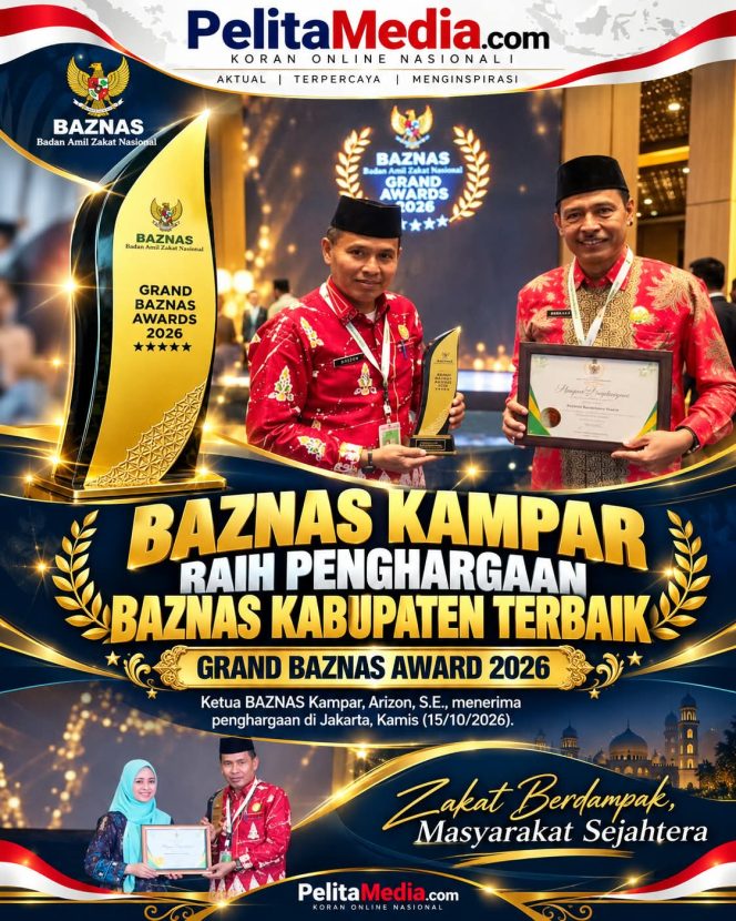 
					BAZNAS Kampar Raih Penghargaan BAZNAS Kabupaten Terbaik di Grand BAZNAS Award 2026