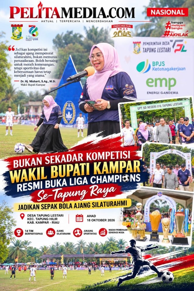 
					Bukan Sekadar Kompetisi, Wakil Bupati Kampar Resmi Buka Liga Champions Se-Tapung Raya, Jadikan Sepak Bola Ajang Silaturahmi