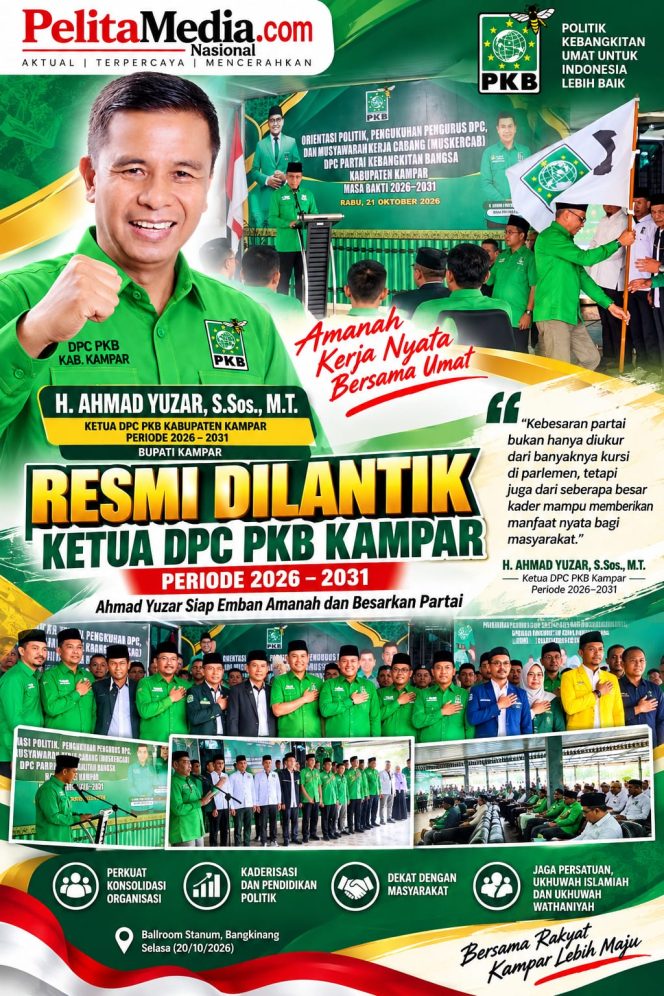
					Resmi Dilantik Ketua DPC PKB Kampar Periode 2026–2031, Ahmad Yuzar Siap Emban Amanah dan Besarkan Partai